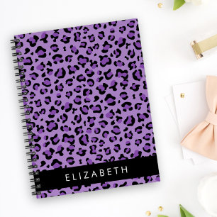 Leopard Print, Spots, Purple Leopard, Your Name Notebook