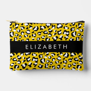 Leopard Print, Spots, Yellow Leopard, Your Name Accessory Pouch