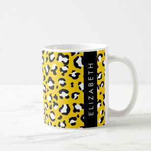 Leopard Print, Spots, Yellow Leopard, Your Name Coffee Mug
