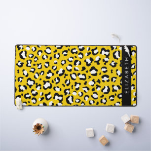 Leopard Print, Spots, Yellow Leopard, Your Name Desk Mat