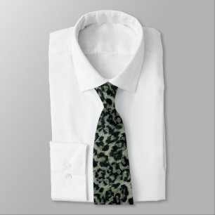 Leopard - print spotted animal-print neck tie
