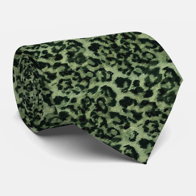 Leopard - print spotted animal-print neck tie (Rolled)