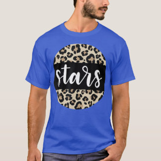 Leopard Print Stars Team Mascot School Spirit Game T-Shirt