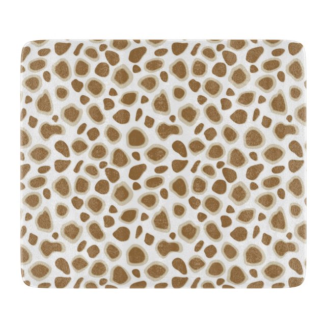 Leopard Print - Taupe Tan and White Cutting Board (Front)