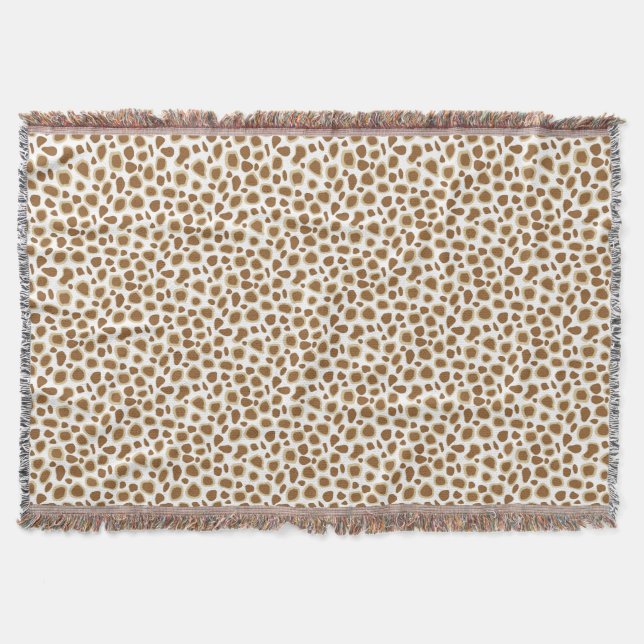 Leopard Print - Taupe Tan and White Throw Blanket (Front)