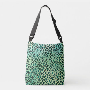 Leopard Print Teal Blue Green Animal Print Crossbody Bag