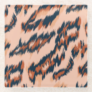 Leopard Print: Textile Seamless Design. Glass Coaster