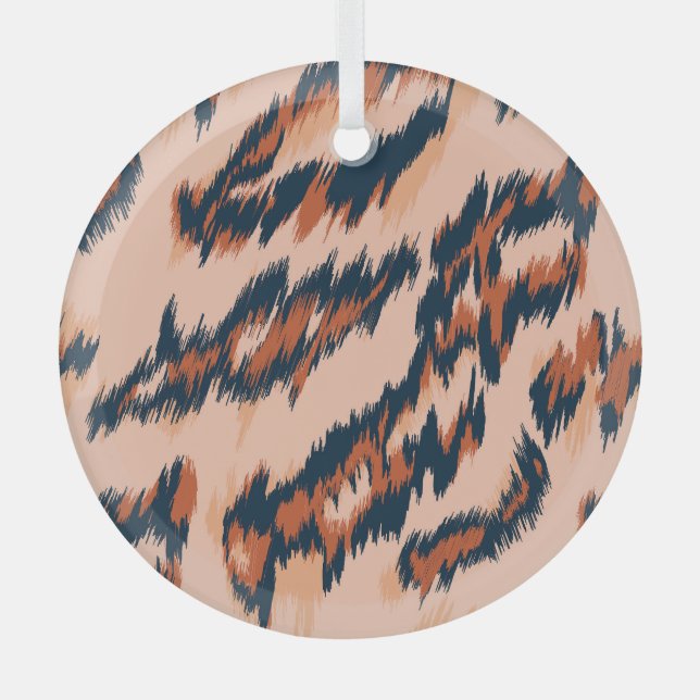 Leopard Print: Textile Seamless Design. Glass Tree Decoration (Front)