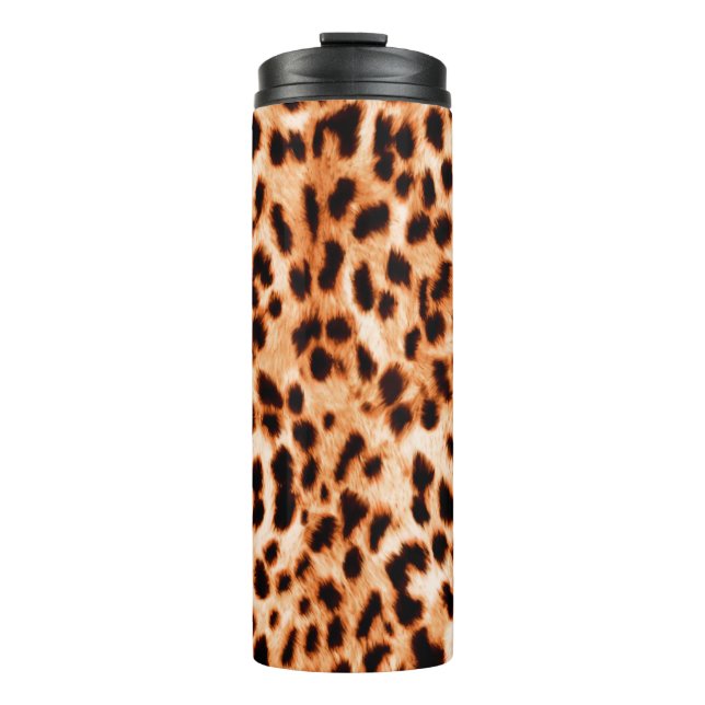 Leopard print texture thermal tumbler (Front)