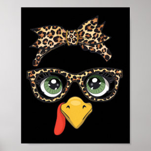 Leopard Print Thanksgiving Turkey Face Gles Women 