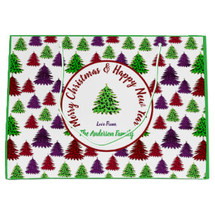 Leopard Print Trees Merry Christmas & New Year  Large Gift Bag
