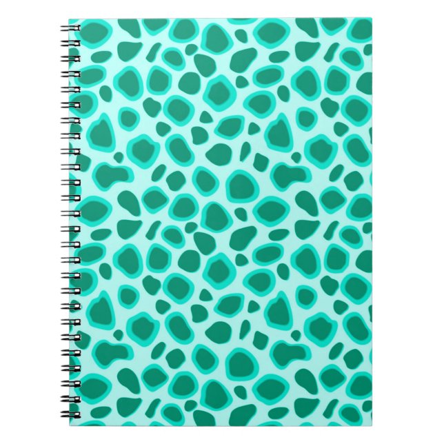 Leopard Print - Turquoise and Aqua Spiral Notebook (Front)