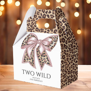 Leopard Print Two Wild Bow 2nd Birthday Favour Box