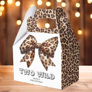 Leopard Print Two Wild Bow 2nd Birthday Favour Box