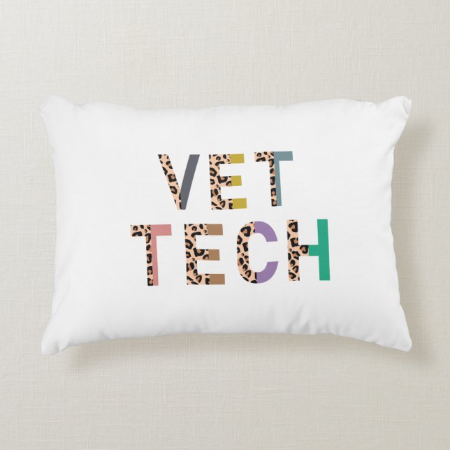 Leopard Print Vet Tech Stethoscope with Name  Decorative Cushion (Front)