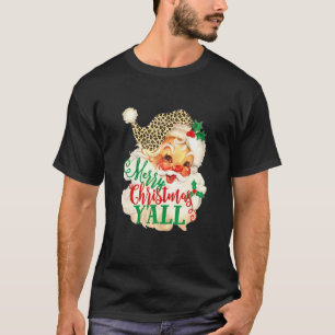 Leopard Print Vintage 70S Santa Merry Christmas Y' T-Shirt