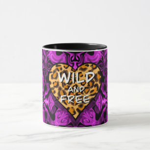 Leopard print   wild and free heart   Love  Mug
