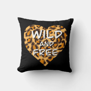 Leopard print wild and free heart Love T-Shirt Cushion