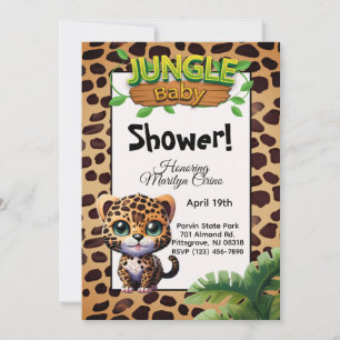 Leopard Print Wildlife Kitty Jungle Baby Shower 🐆 Invitation