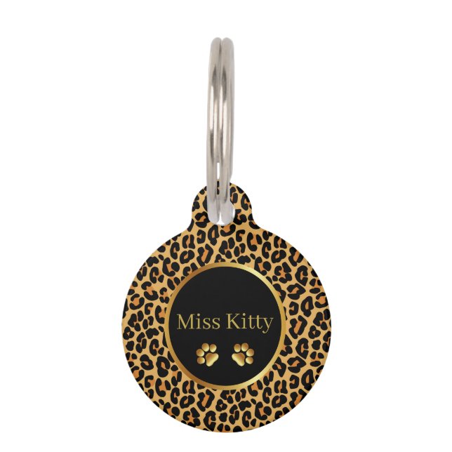 Leopard Print With Gold Paws And Name Tag  (Front)