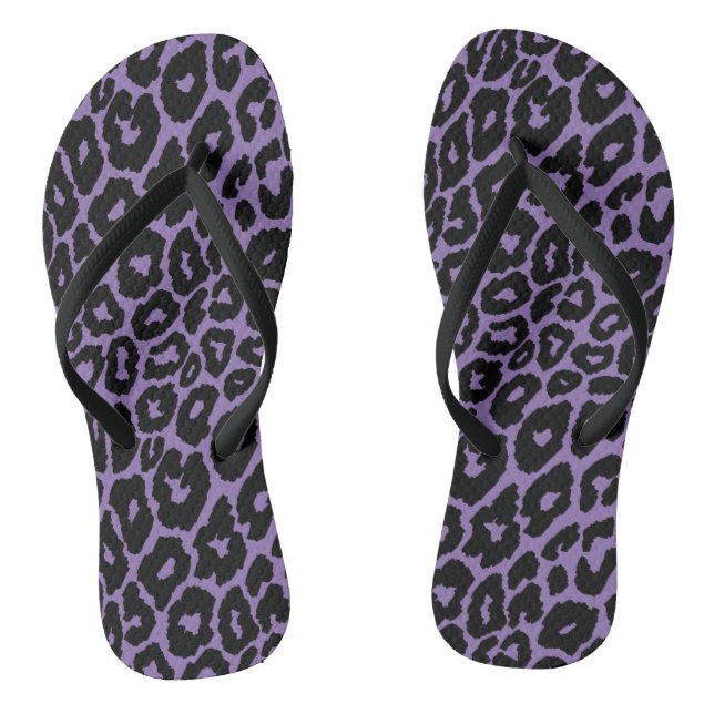 Leopard Print with Purple Background Changer Jandals (Footbed)