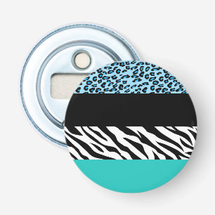 Leopard Print, Zebra Print, Animal Print, Blue Bottle Opener