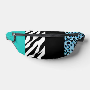 Leopard Print, Zebra Print, Animal Print, Blue Bum Bags