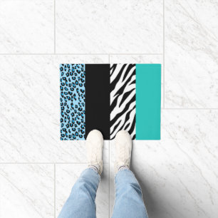 Leopard Print, Zebra Print, Animal Print, Blue Doormat