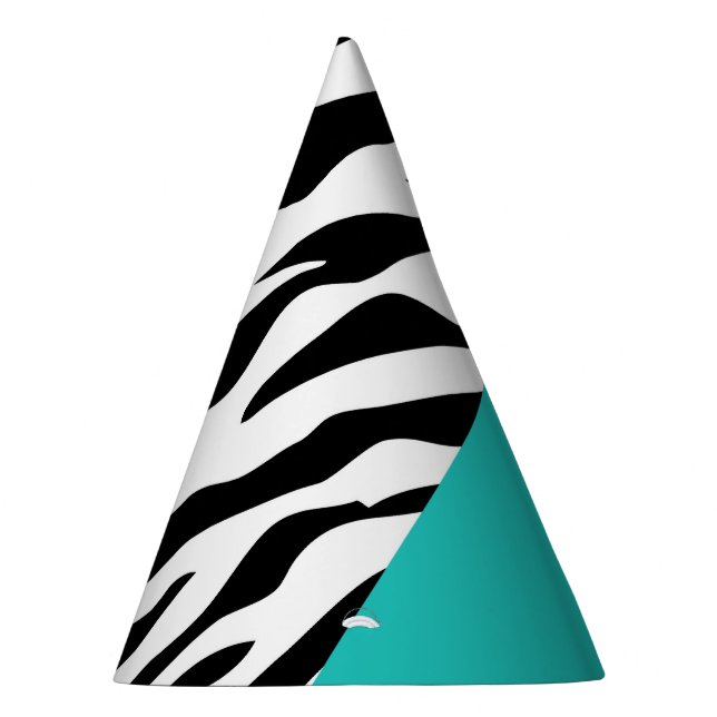 Leopard Print, Zebra Print, Animal Print, Blue Party Hat (Right)