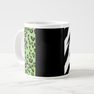 Leopard Print, Zebra Print, Animal Print, Green Large Coffee Mug