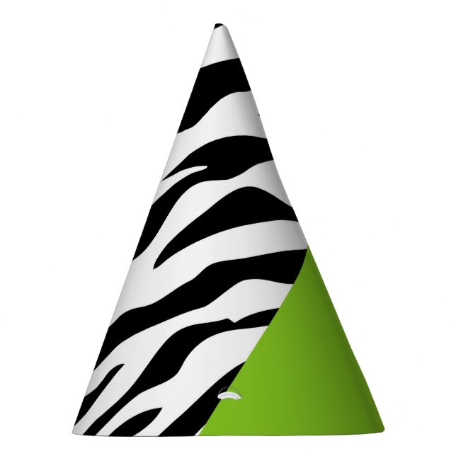 Leopard Print, Zebra Print, Animal Print, Green Party Hat (Right)