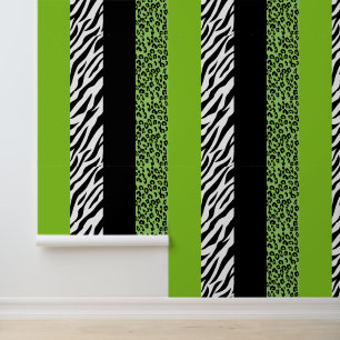 Leopard Print, Zebra Print, Animal Print, Green Wallpaper