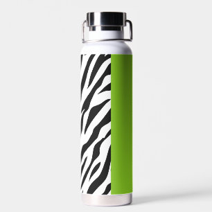 Leopard Print, Zebra Print, Animal Print, Green Water Bottle