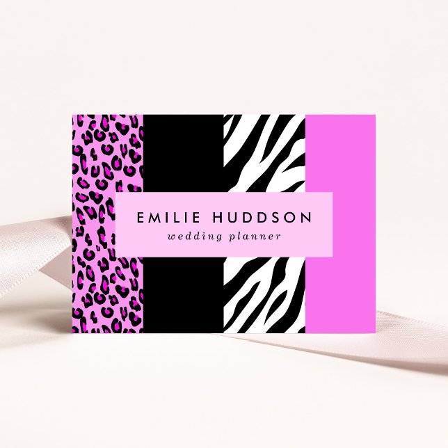 Leopard Print, Zebra Print, Animal Print, Pink Business Card (Creator Uploaded)