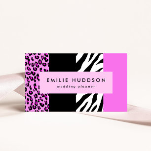 Leopard Print, Zebra Print, Animal Print, Pink Business Card