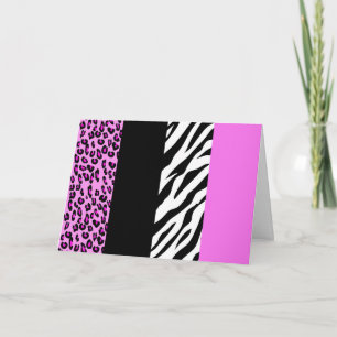 Leopard Print, Zebra Print, Animal Print, Pink Card