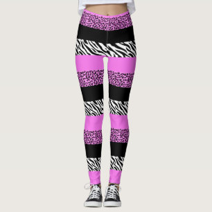 Leopard Print, Zebra Print, Animal Print, Pink Leggings