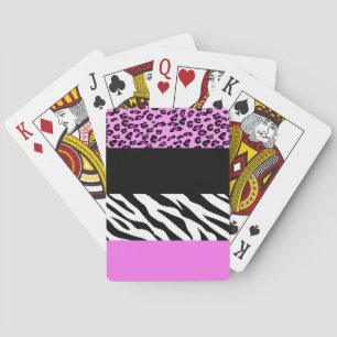 Leopard Print, Zebra Print, Animal Print, Pink Playing Cards