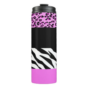 Leopard Print, Zebra Print, Animal Print, Pink Thermal Tumbler