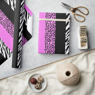 Leopard Print, Zebra Print, Animal Print, Pink Wrapping Paper