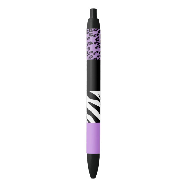 Leopard Print, Zebra Print, Animal Print, Purple Black Ink Pen (Front Vertical)