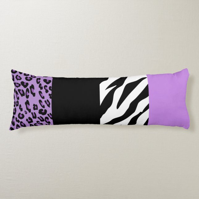 Leopard Print, Zebra Print, Animal Print, Purple Body Cushion (Front)