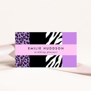 Leopard Print, Zebra Print, Animal Print, Purple Business Card