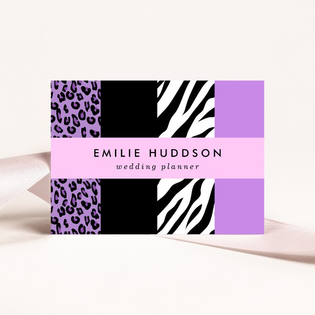 Leopard Print, Zebra Print, Animal Print, Purple Business Card (Creator Uploaded)