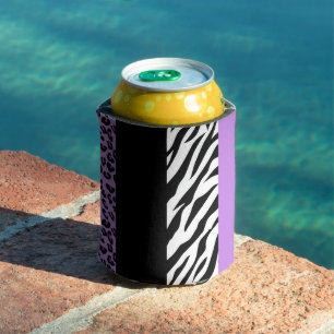 Leopard Print, Zebra Print, Animal Print, Purple Can Cooler
