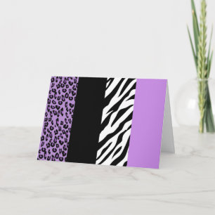 Leopard Print, Zebra Print, Animal Print, Purple Card