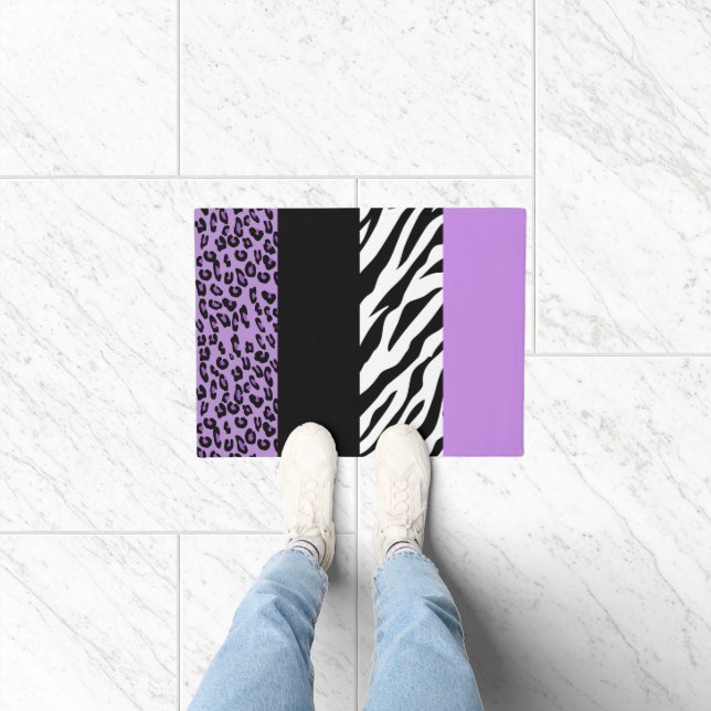 Leopard Print, Zebra Print, Animal Print, Purple Doormat (Indoor)