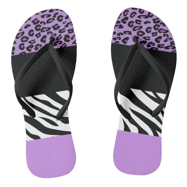 Leopard Print, Zebra Print, Animal Print, Purple Jandals (Footbed)