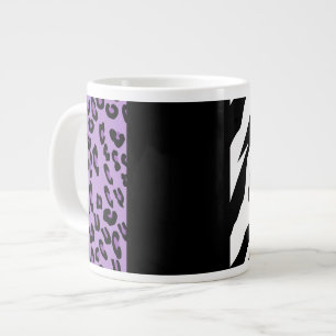 Leopard Print, Zebra Print, Animal Print, Purple Large Coffee Mug