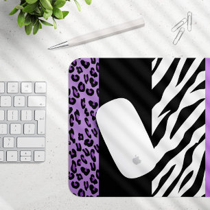 Leopard Print, Zebra Print, Animal Print, Purple Mouse Pad